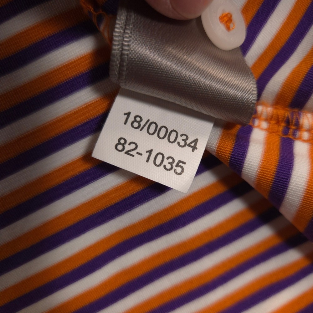Onward Reserve Men's Orange Purple Striped Polo - Picture 8 of 8